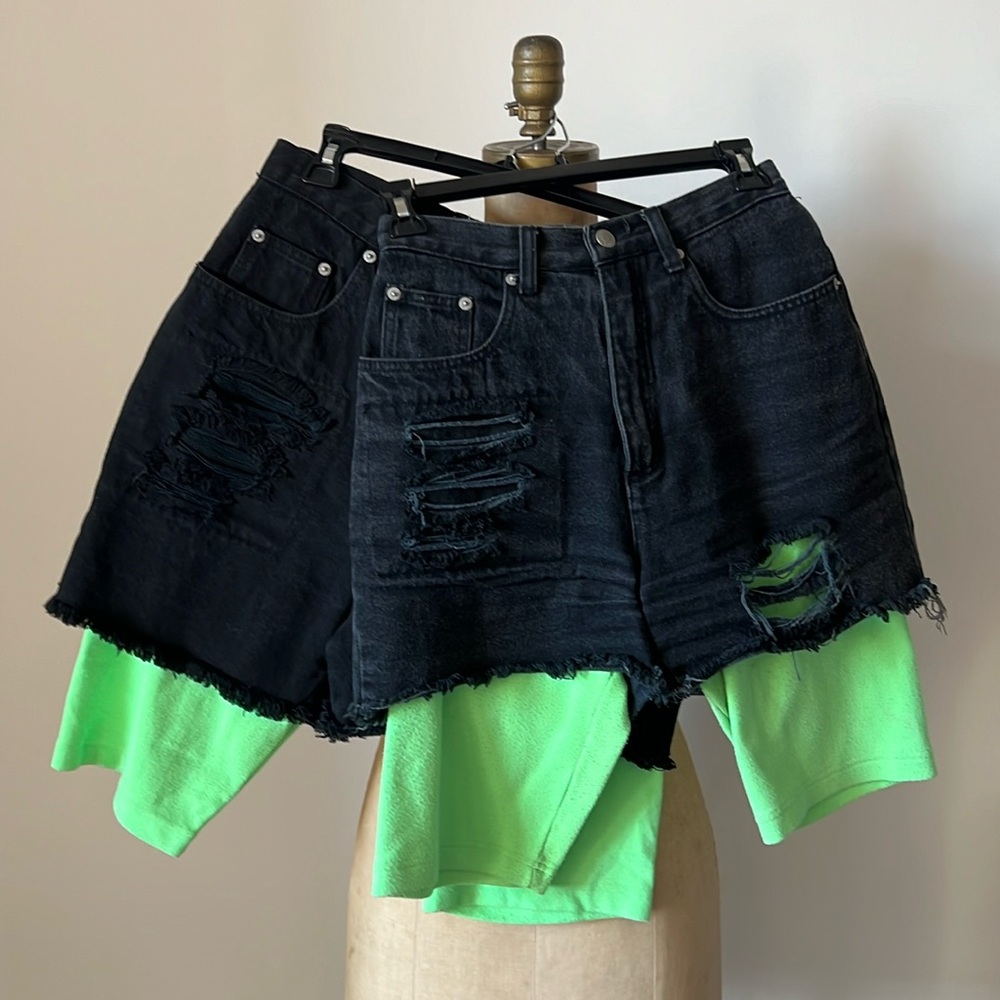 Rare Vintage 1980’s Denim Neon Shorts